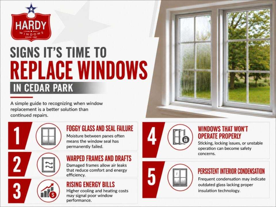 Signs it's time to replace windows in Cedar Park infographic