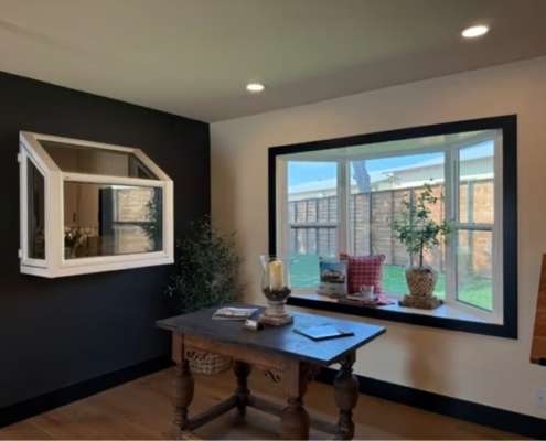 Window replacement Austin, TX modern black-framed residential picture windows
